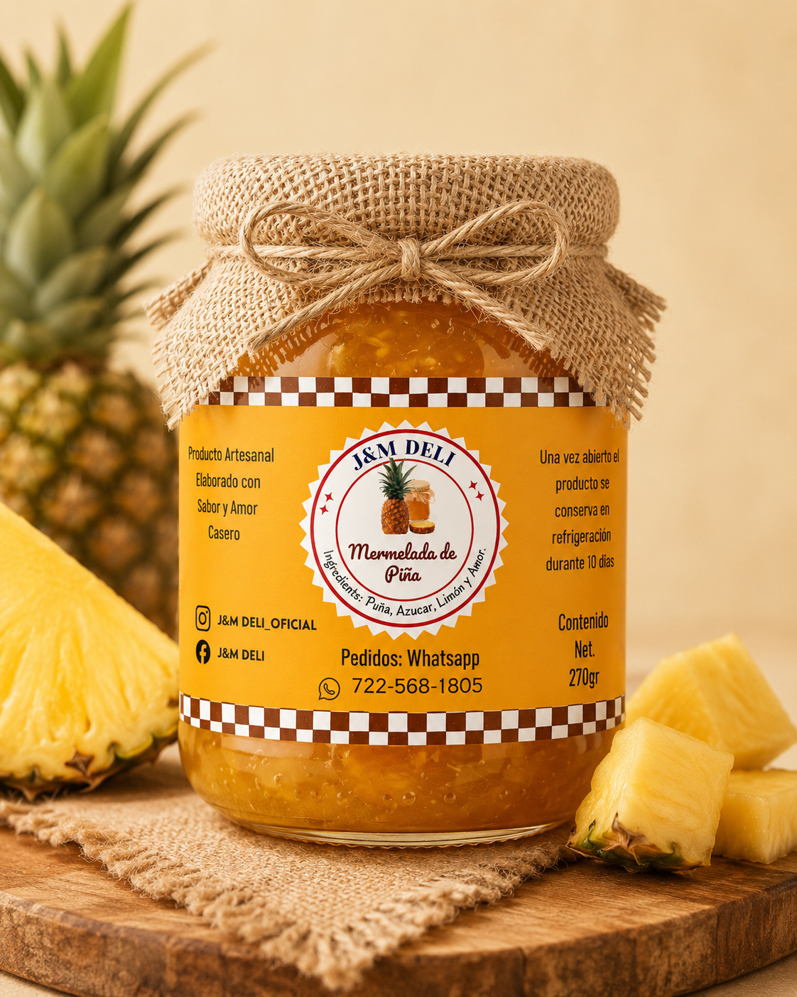 Frasco de mermelada de piña J&M Deli